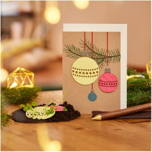 Die Stadtgärtner Nachhaltige Weihnachtskarte zum Einpflanzen mit Christbaumkugel-Motiv inkl. Umschlag | Grußkarte Weihnachten mit Saatgut | Weihnachtsgrußkarte zum Verschenken | Weihnachtliche Klappkarte