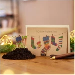 Die Stadtgärtner Nachhaltige Weihnachtskarte zum Einpflanzen mit Socken-Motiv inkl. Umschlag | Grußkarte Weihnachten mit Saatgut | Weihnachtsgrußkarte zum Verschenken | Klappkarte mit Aufschrift Fröhliche Weihnachten