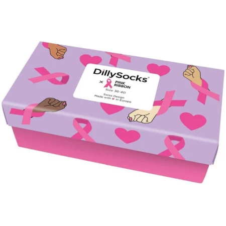 DillySocks Pink Ribbon Charity Socken-Box