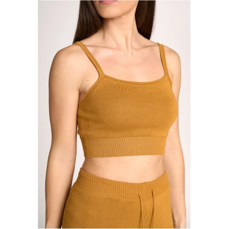 Knitted Crop Top With Shoulder Straps