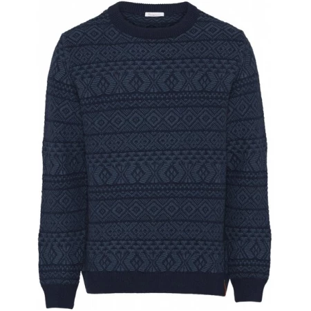 KnowledgeCotton Apparel Strickpullover aus Bio-Wolle - Two colored jacquard o-neck knit - GOTS