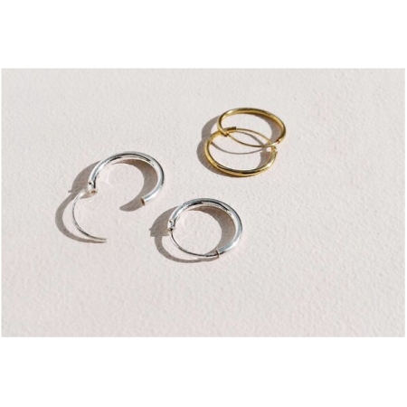 LUXAA Kleine Creolen Ohrringe (12mm) - 925er Sterling Silber - 14K Gold
