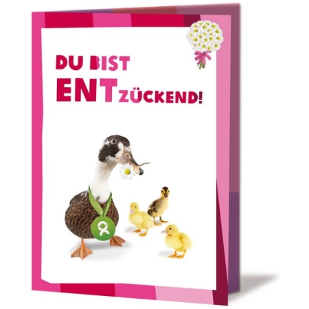 OxfamUnverpackt Spenden-Geschenk "Entenfamilie" (Grußkarte zum Liebe zeigen mit Magnet)