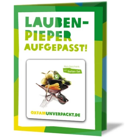 OxfamUnverpackt Spenden-Geschenk "Garten-Set" (Grußkarte mit Magnet)
