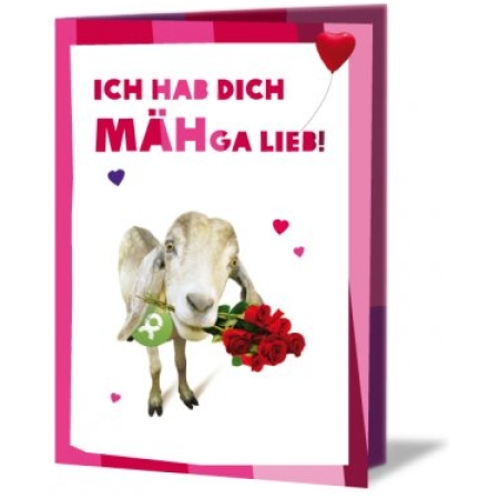OxfamUnverpackt Spenden-Geschenk "Ziege" (Grußkarte zum Liebe zeigen mit Magnet)