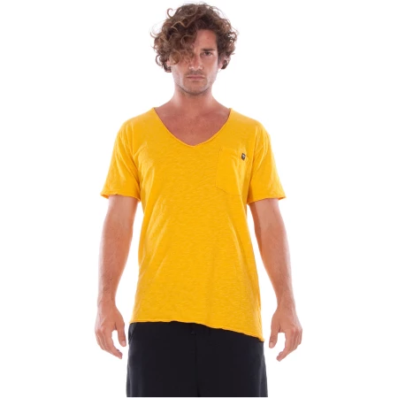 RAVENS VIEW IBIZA Herren vegan T-Shirt V-Ausschnitt Wild Pocket Altgold Gelb