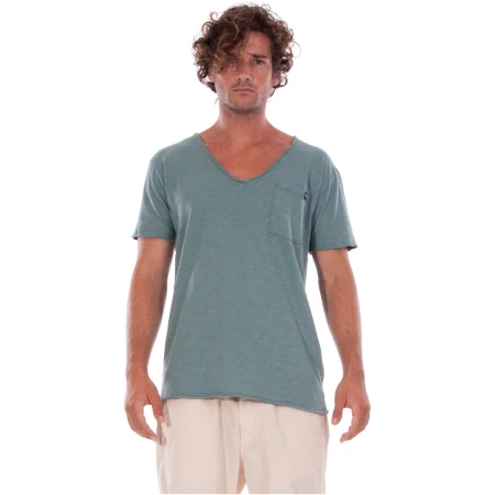 RAVENS VIEW IBIZA Herren vegan T-Shirt V-Ausschnitt Wild Pocket Cameo Blau