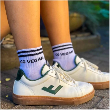 Team Vegan Go Vegan - Retro Sneaker Socken mit Streifen aus Bio-Baumwolle - 4er Set