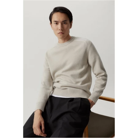 The Merino Wool Saddle Shoulder Sweater - Pearl