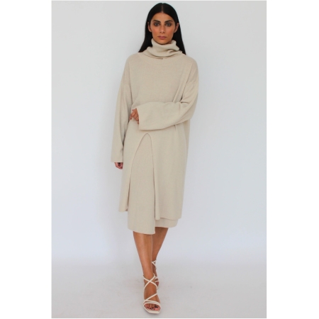 Turtleneck Sweater With Front Slit