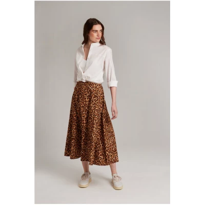 Addition Sustainable Apparel Midi Rock aus Bio-Baumwolle - Easy Skirt leopard