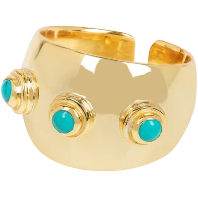 Aurora Gold And Turquoise Statement Ring (Adjustable)