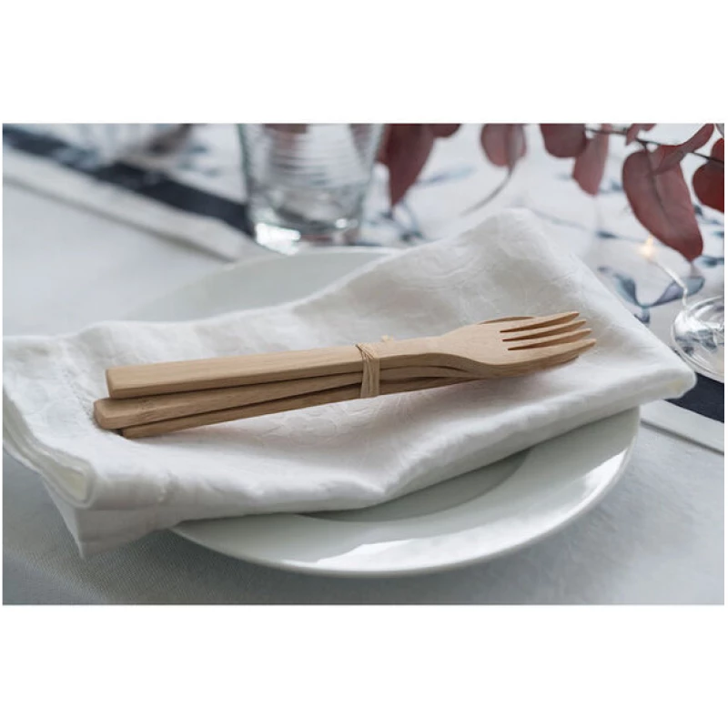 Bambus Besteck Set aus Messer, Gabel und Löffel 18,5cm Länge