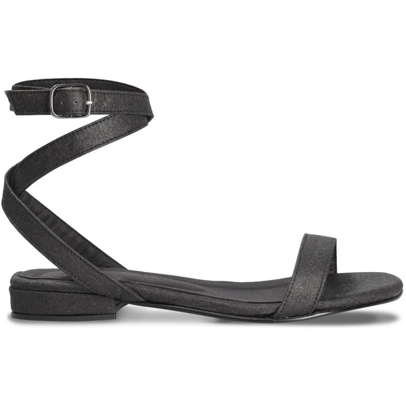 Basil Black Vegan Sandals With Ankle Straps