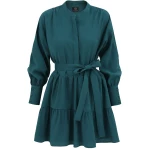 Belted Mini Flare Dress Longsleeve - Green