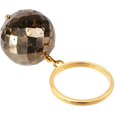 Bubble Pyrite Gold Ring (Size Adjustable)