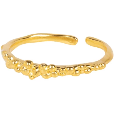 Caviar Gold Stacking Ring (Adjustable)
