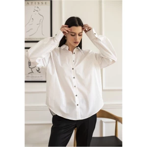 Classic Oversize White Shirt Dark Buttons