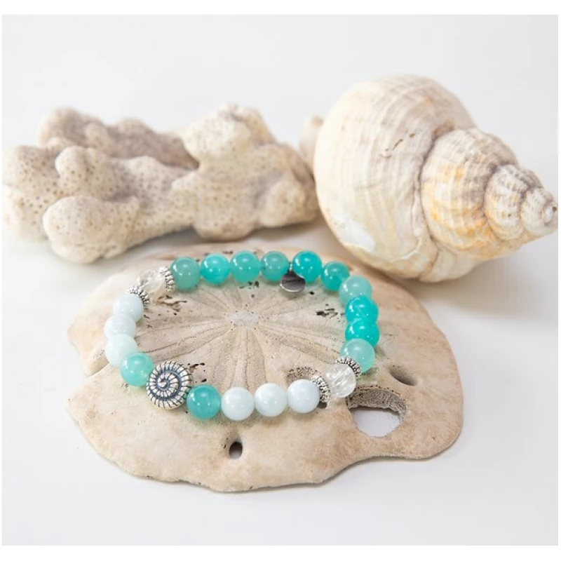 Divasya Armband "Meeresgöttin" aus Amazonit, Aquamarin & Bergkristall