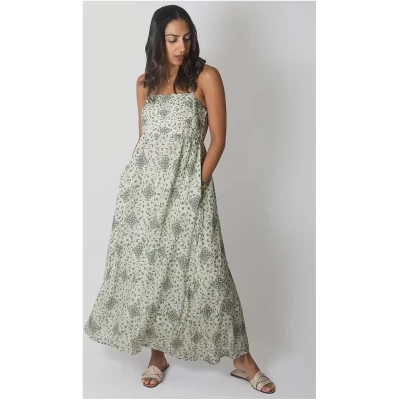 Floral Strappy Maxi Dress - Green