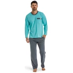 Haasis Bodywear Herren Pyjama lang mit Seitentaschen, Single Jersey, reine Bio Baumwolle