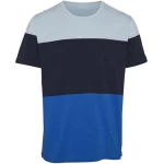 KnowledgeCotton Apparel T-Shirt - Block striped cut and sew - Olympia Blue