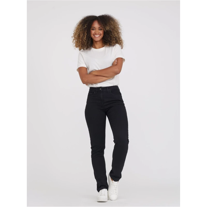 LAURIE Damen vegan Jeans Charlotte Regular Medium Length Ecolabel Washed Black Denim