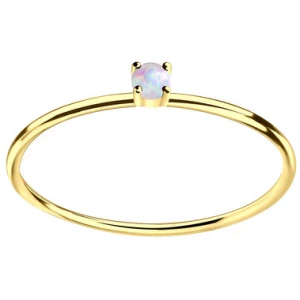 LUXAA Zarter Ring mit kleinem Opal Stein aus 925er Sterling Silber - Gold