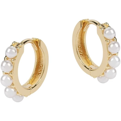 Laura Mini Hoop Earrings With Pearls