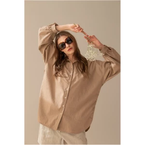 Linien Shirt Taupe