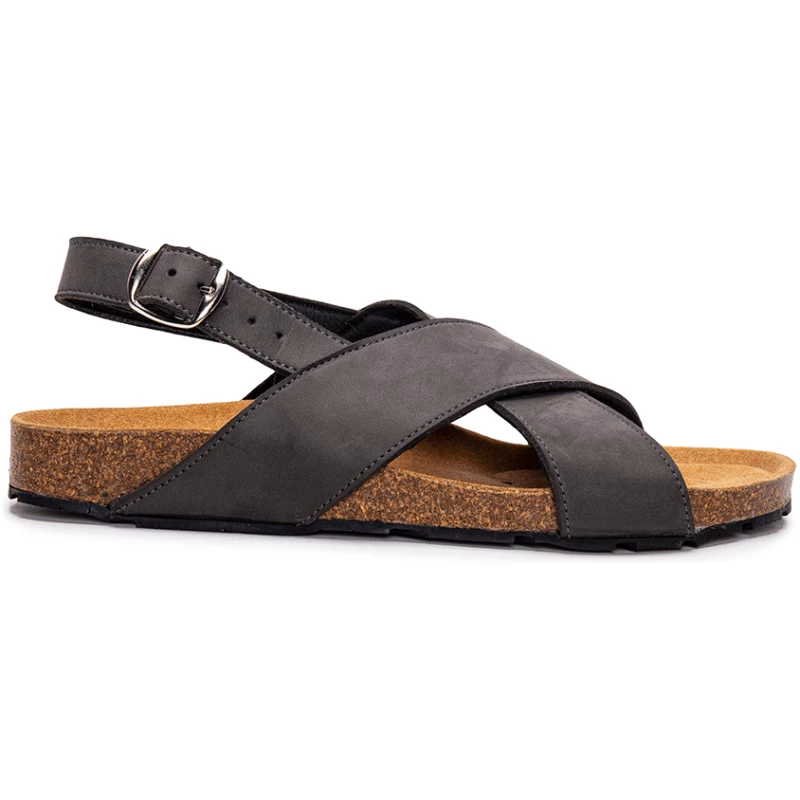 Loto Black Vegan Criss-cross Slingback Sandals