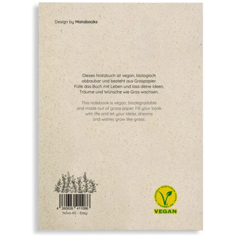 Matabooks Nachhaltiges Notizbuch aus Graspapier - Nava