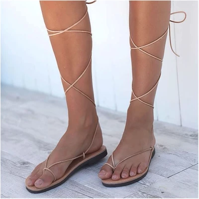 Minimal Lace Up Leather Sandals - Multiple Colors