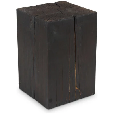 Naturmassivmöbel Holzblock 30x30cm Fichte geflammt Holzsäule Massivholz Beistelltisch