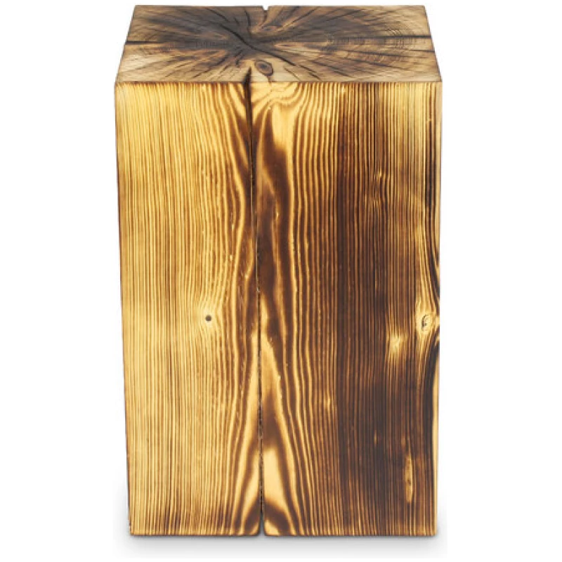Naturmassivmöbel Holzblock 30x30cm Fichte teilgeflammt Massivholz Beistelltisch