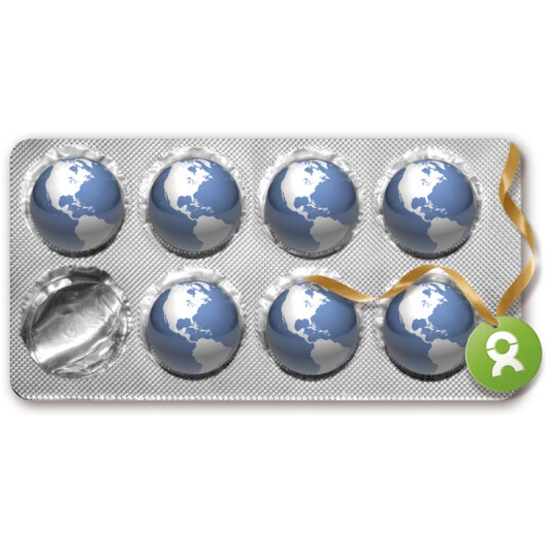 OxfamUnverpackt Spenden-Geschenk "Medikamente" (Grußkarte mit Magnet)