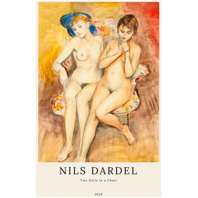 Photocircle Poster / Leinwandbild / Kunst - Nils Dardel: Zwei Mädchen auf einem Stuhl
