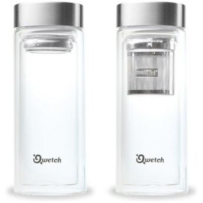 Qwetch Doppelwandige Glasflasche mit integriertem Teefilter 320 ml