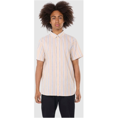 Relaxed Fit Striped Short Sleeved Cotton Shirt