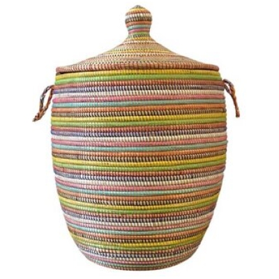 SWANE-Design Afrikanischer Wäschekorb - Stripes Bunt - S/M/L/XL/XXL