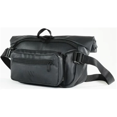 Wayks Sling Combo sleek black glänzend schwarze Umhängetasche mit Mini Bauchtasche