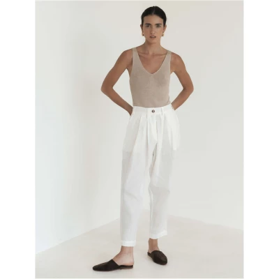 Tapered Suiting Linen Trouser White