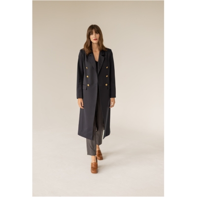 Trench With Gold Buttons Navy Blue