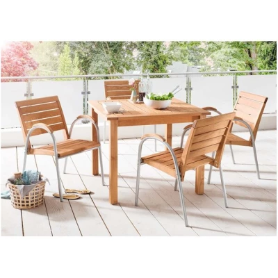 memo Gartenmöbel-Set 'Solano' 5-teilig, 4 Stühle, 1 Tisch 90 x 90 cm