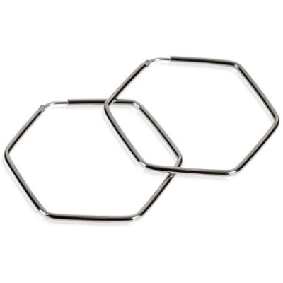 modabilé Creolen Hexagon eckig 50mm klein Sechseck 925 Sterling Silber Poliert