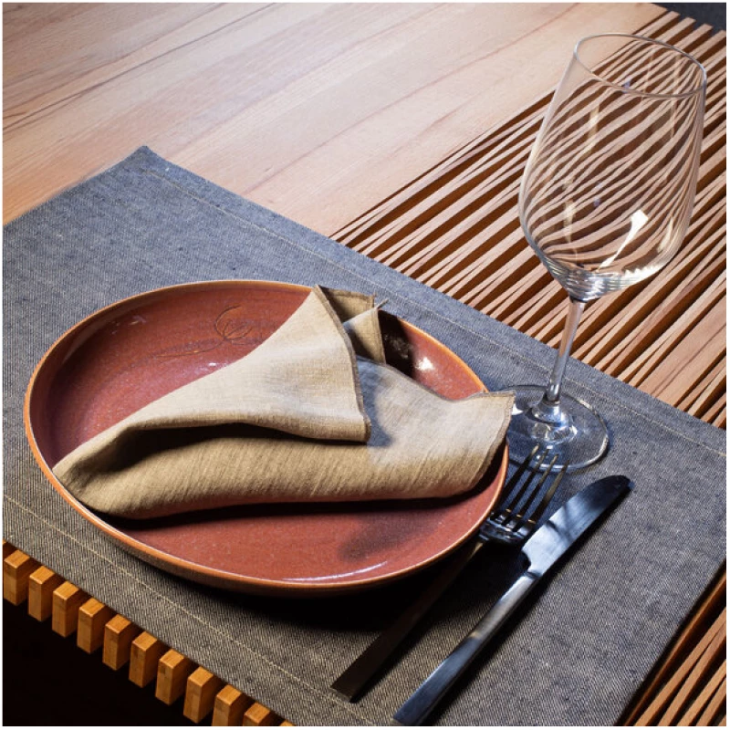 nahtur-design Tischset aus 100% Leinen, Leinendenim