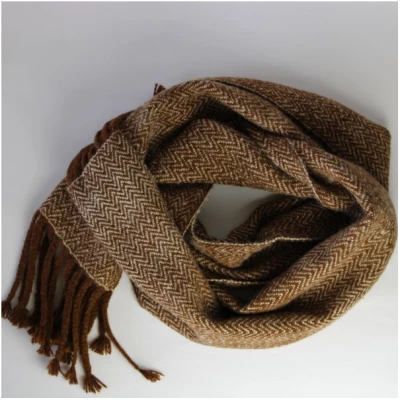 verdonna Handgewebter Schal aus reiner Alpakawolle, natürliche Wolle, ungefärbt, handgesponnen