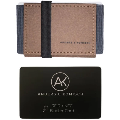 ANDERS & KOMISCH Kleiner Geldbeutel mit RFID- & NFC Schutz - A&K MINI Bundle Braun