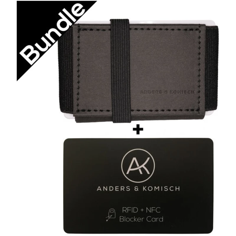ANDERS & KOMISCH Kleiner Geldbeutel mit RFID- & NFC Schutz - A&K MINI Bundle Schwarz