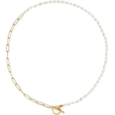 Alba Mixed White Pearl And Gold Chain Necklace